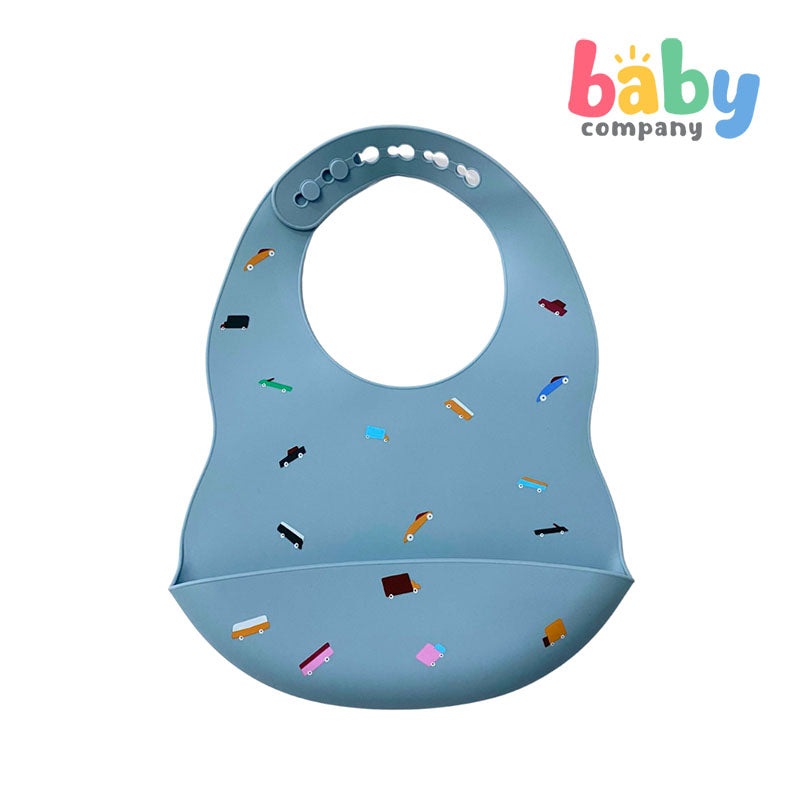 Peekaboo Silicone Bib  Cars Blue