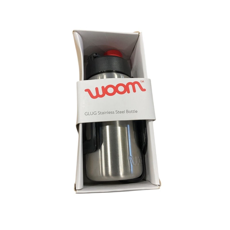 Woom GLUG Stainless Steel Bottle + Bottle Cage, Stainless
