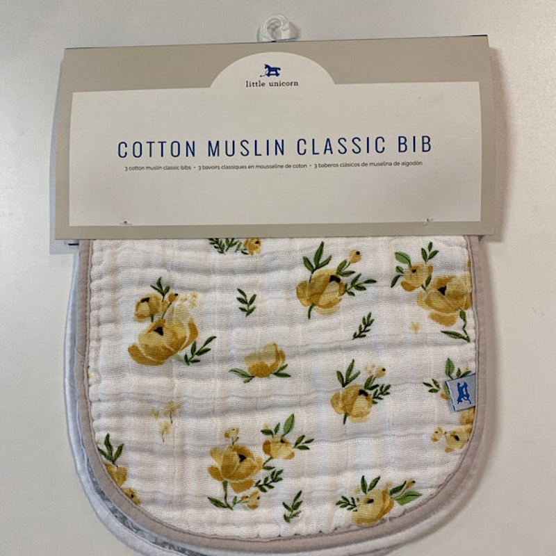 Little Unicorn Cotton Muslin Classic Bib 3 Pack – Yellow Roses