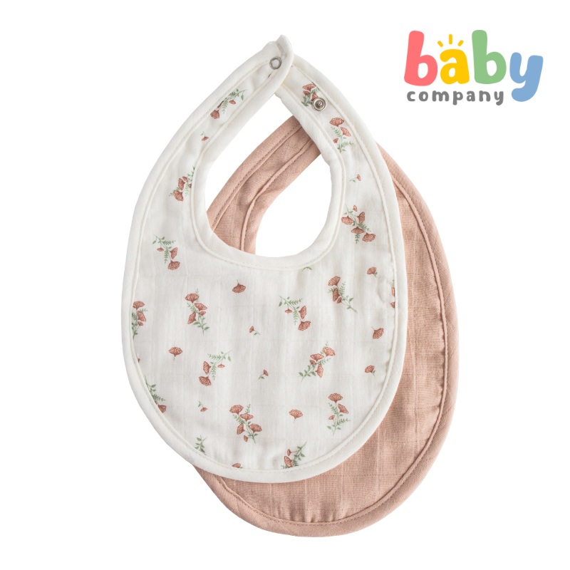Mushie Muslin Bib 2-Pack – Blush/Pink Floral