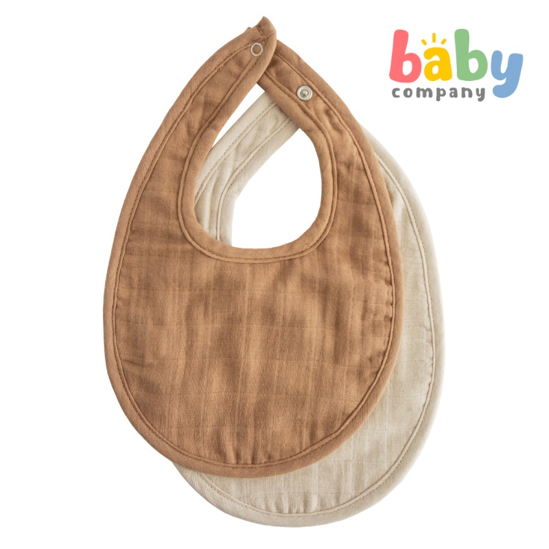 Mushie Muslin Bib 2-Pack – Roman Green/Fog
