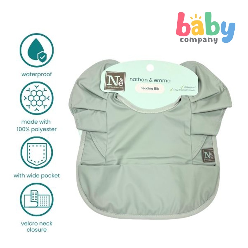Nathan & Emma Ruffled Feeding Bib – Sage Green