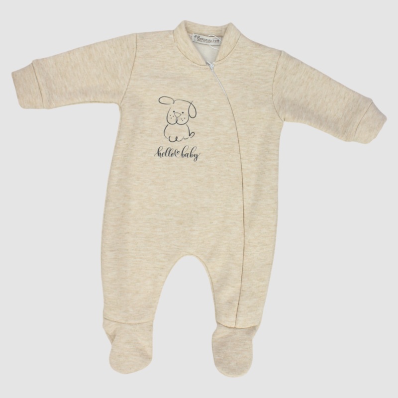 Unisex Little Puppy Long-Sleeved Baby Footie