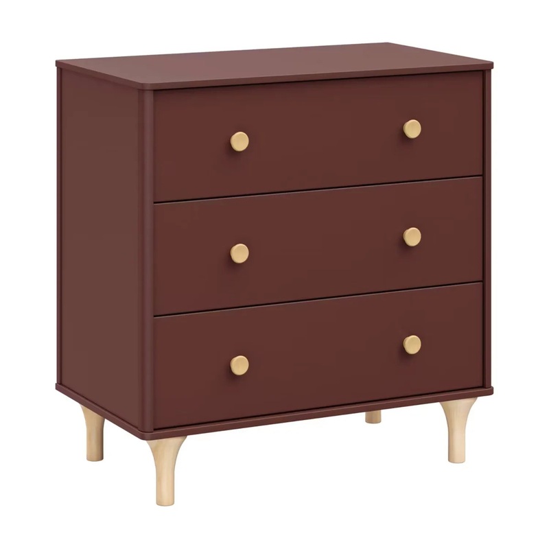 Lolly 3-Drawer Changer Dresser with Removable Changing Tray – Crimson/Natural