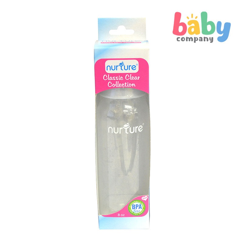 Nurture 8oz Classic Clear Feeding Bottle White