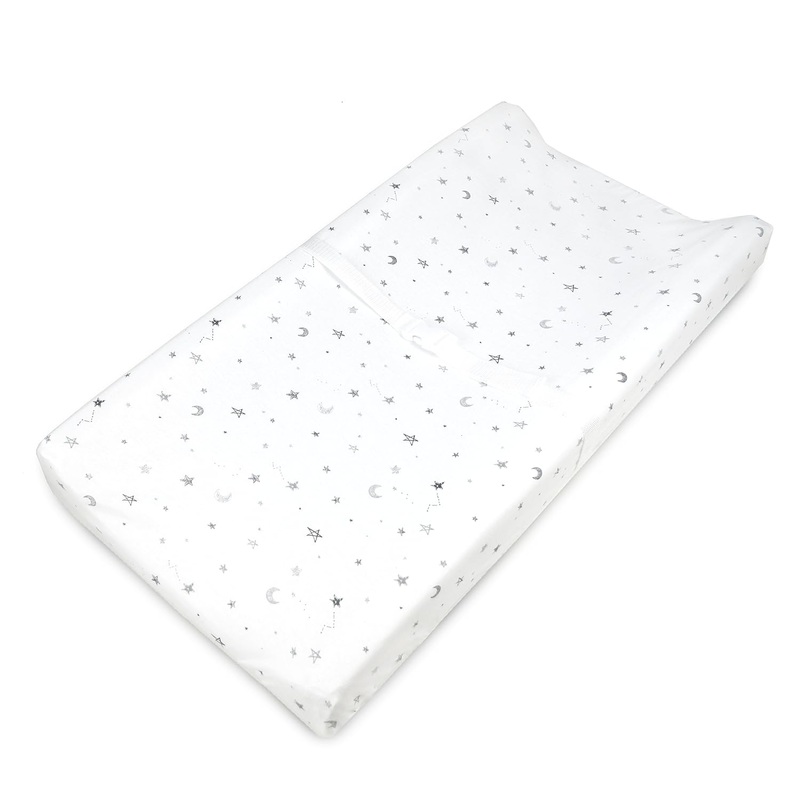 American Baby Printed Jersey Changing Pad Cover – Gray Stars & Moon