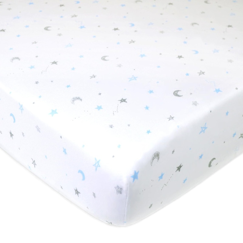 American Baby Printed Jersey Crib Sheets – Blue Stars & Moon