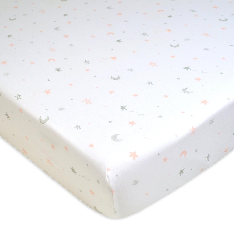 American Baby Printed Jersey Crib Sheets – Pink Stars & Moon