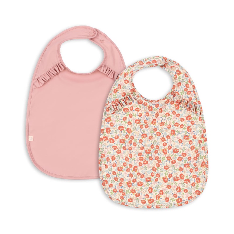 Konges Slojd – Dinner Bib With Frill – Kaluka / Bridal Rose (2 Pack)