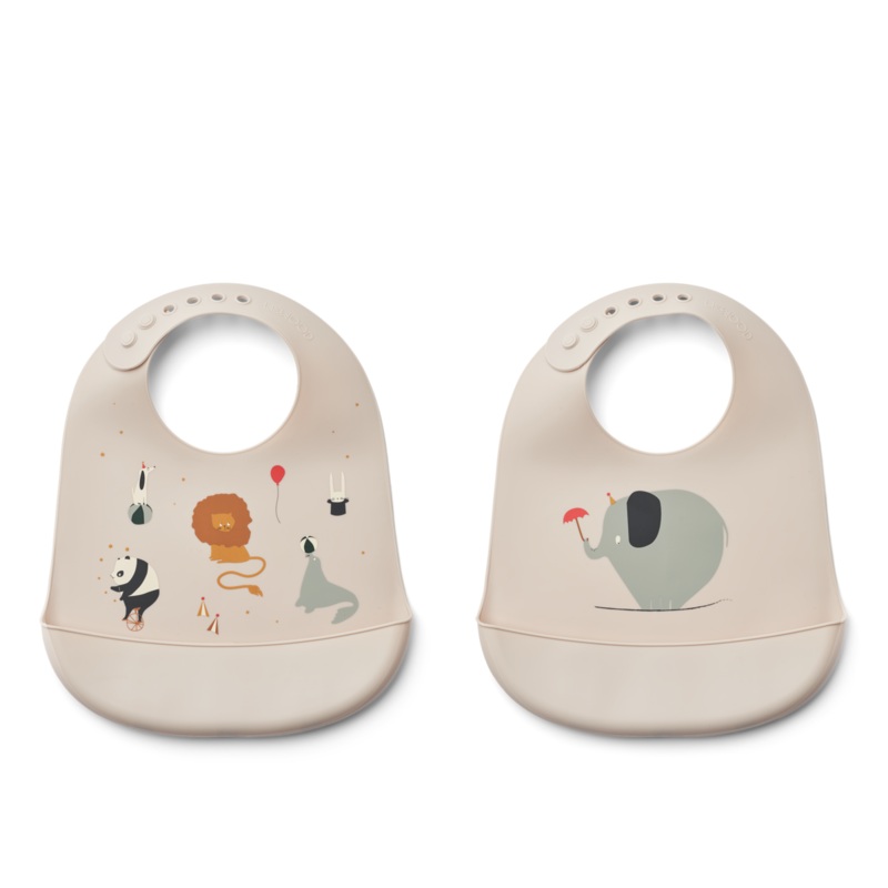 Liewood – Tilda Silicone Bib – Circus / Sandy (2 Pack)