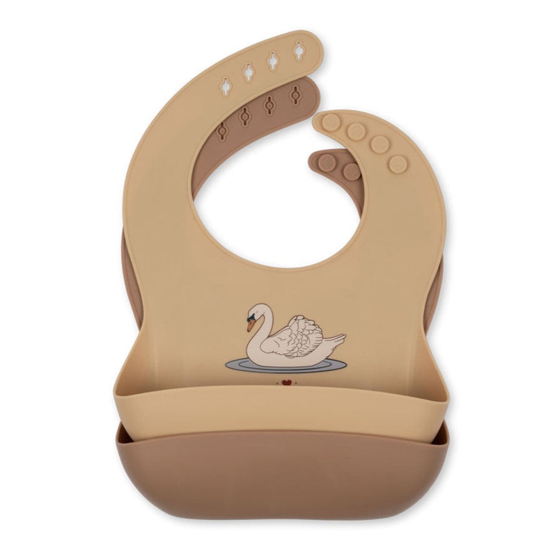 Konges Slojd – Silicone Bib Set- Swan (2 Pack)