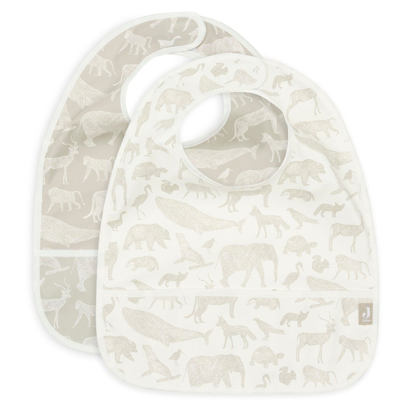 Jollein – Waterproof Bib – Animals Olive Green (2 Pack)