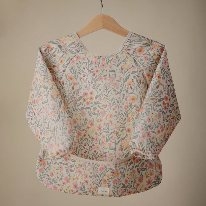 Mushie – Long Sleeve Bib – Pastel Blooms