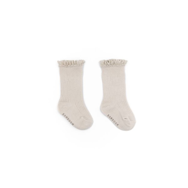 Baby Socks with Bamboo Lace – OYSTER GREY 112