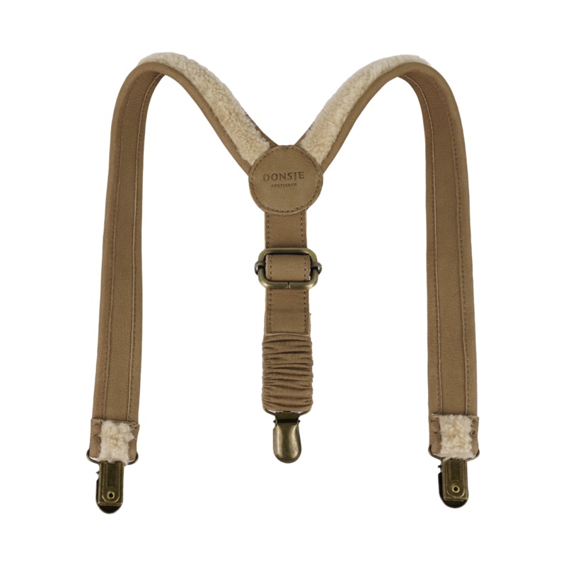 Bay Suspenders | Beige Curly Faux Fur