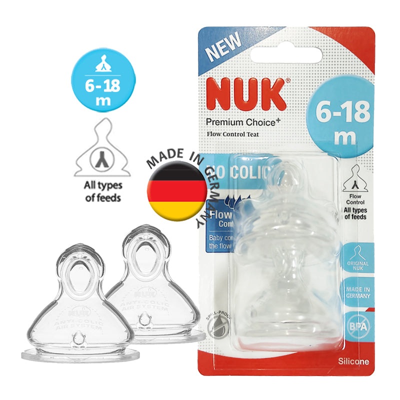 NUK Premium Choice Silicone Teat 2/pack 2FC (6-18mths)