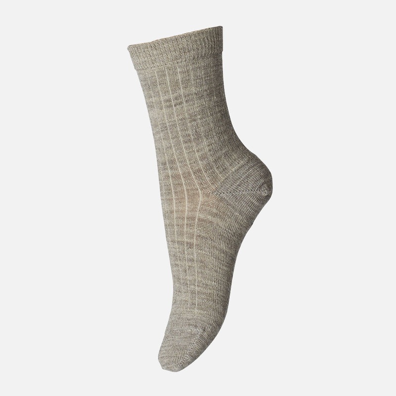 Adults Wool Rib Socks – Beige Grey
