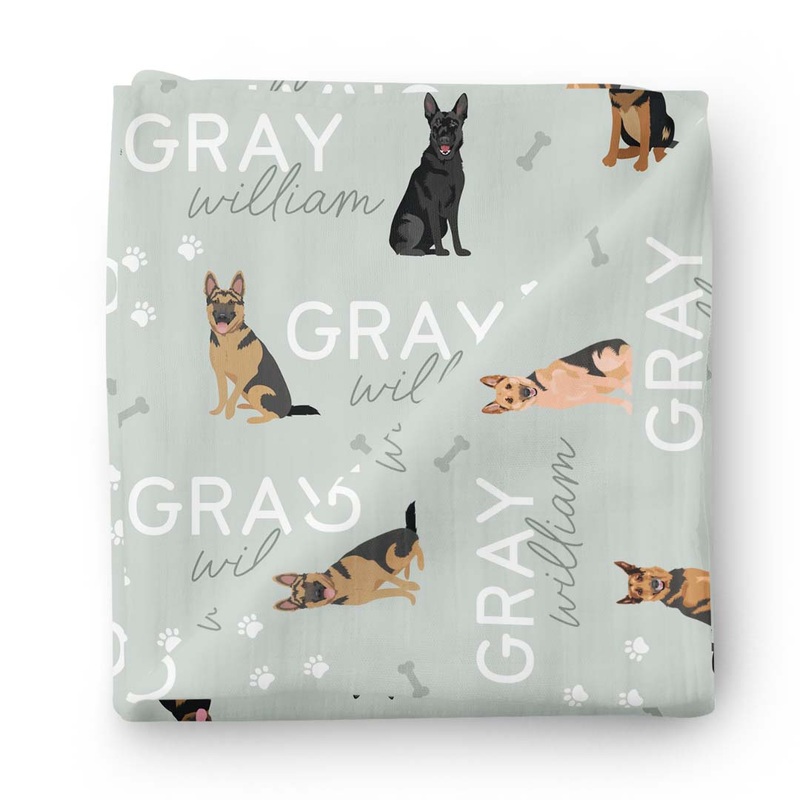 Personalized Baby Name Swaddle Blanket | German Shepherd