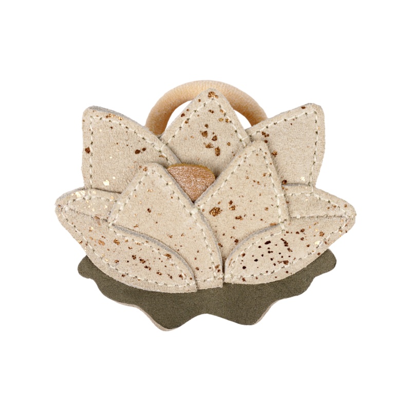 Zaza Fields Hair Tie | Water Lily | Cream Metallic Suede