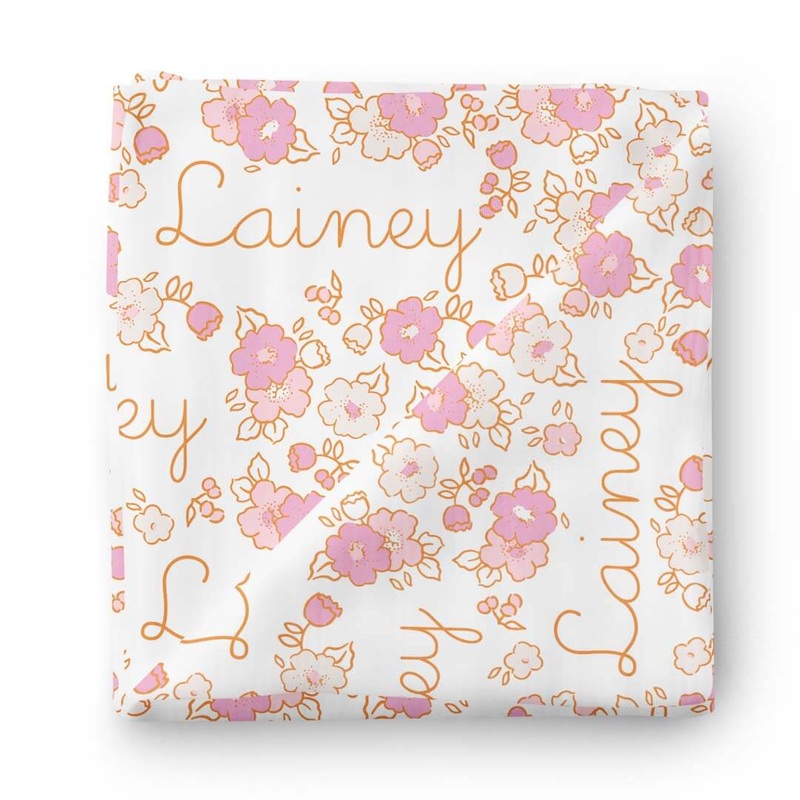 Palmer’s Pink Floral Personalized Baby Name Swaddle Blanket