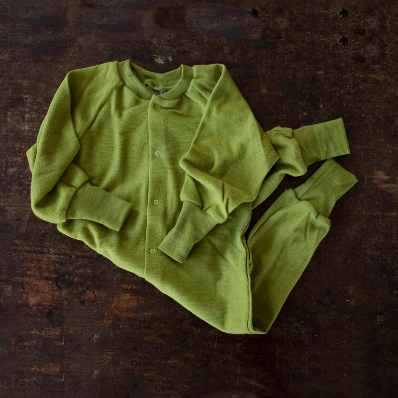Baby & Kids Merino Wool Terry Pyjamas/Romper – Green