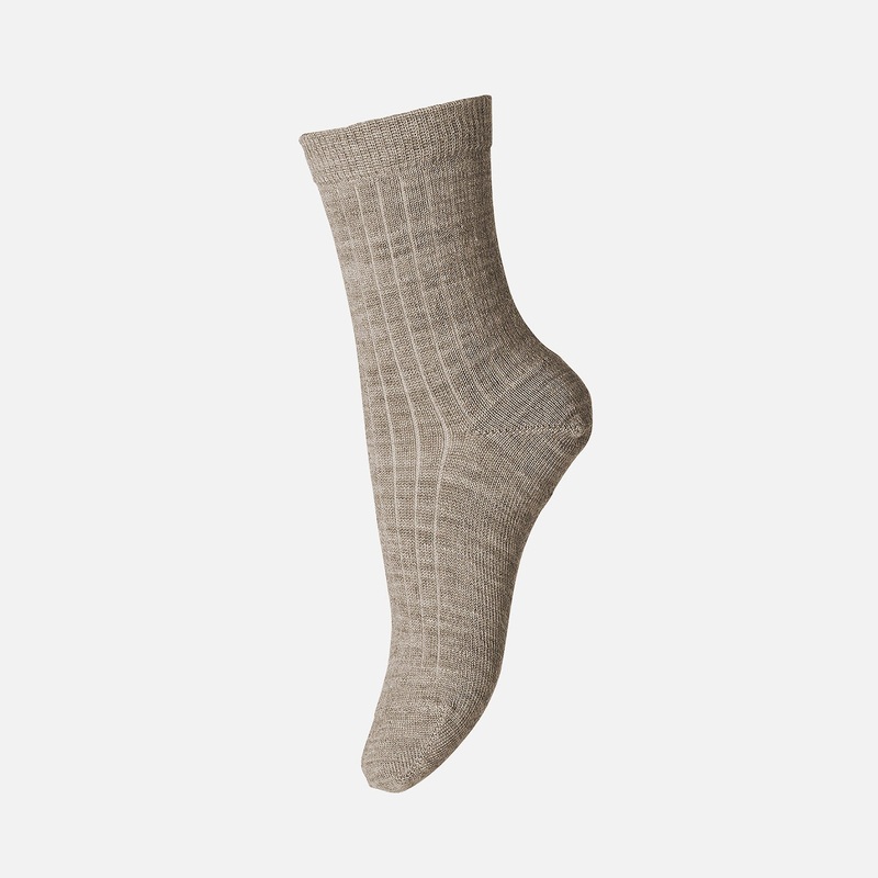Baby & Kids Wool Rib Socks – Light Brown Melange