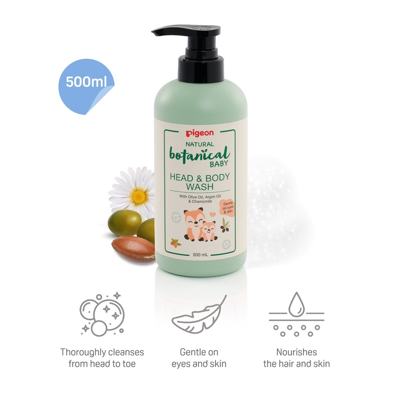 Pigeon Natural Botanical Baby Head & Body Wash 500ml/Refill 900ml