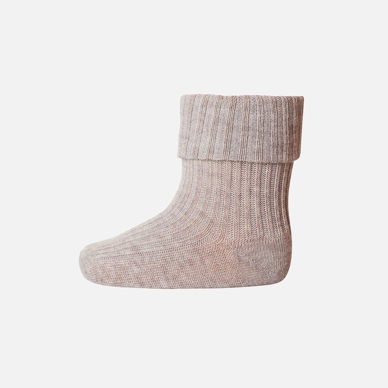 Baby & Kids Wool Rib Ankle Socks – Light Brown Melange