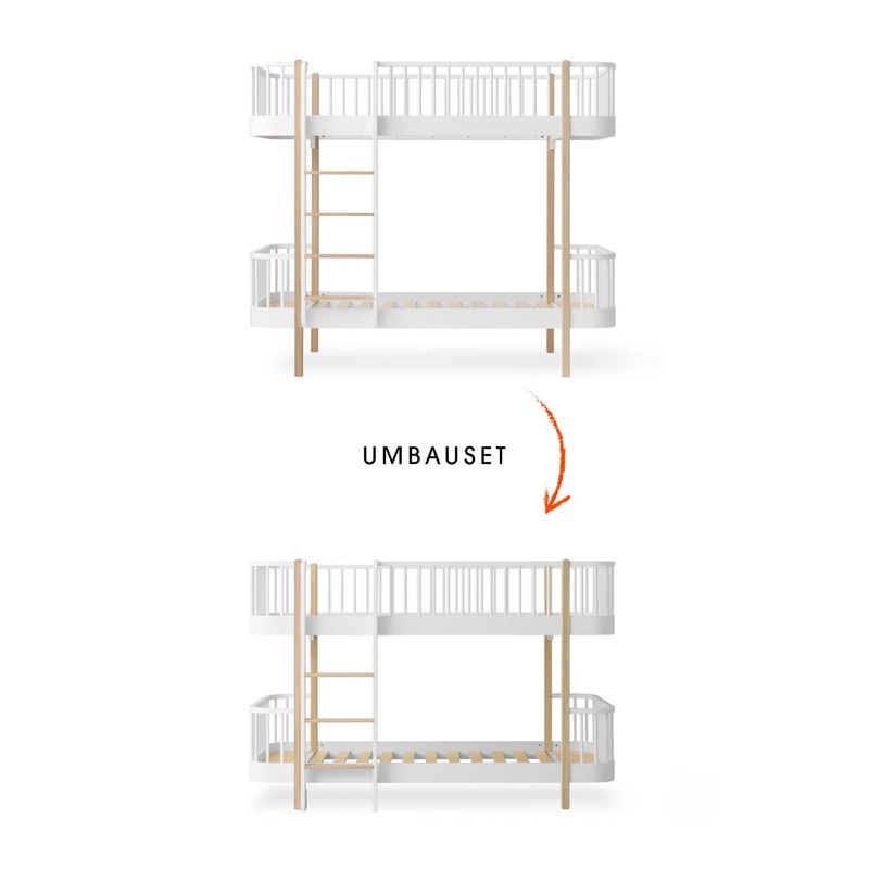Umbau-Set von Original Etagenbett zum halbhohen Etagenbett, wei/Eiche