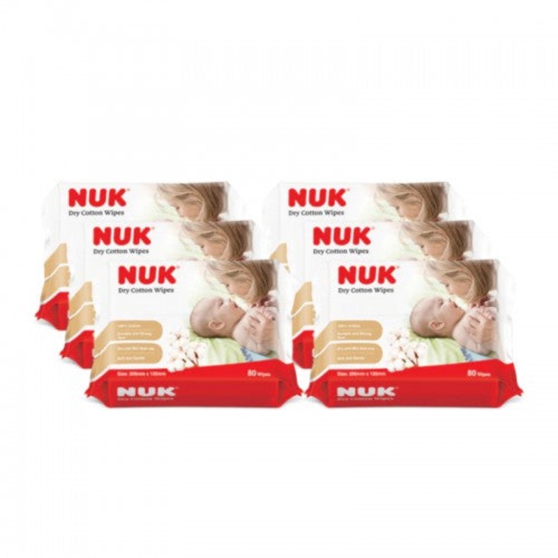 NUK Dry Cotton Wipes 80pcs x 6