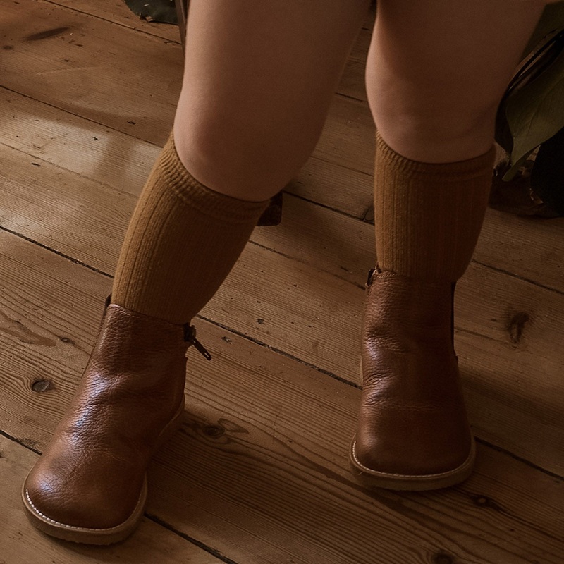 Baby & Kids Weaver Knee High Socks – Wool – Ochre