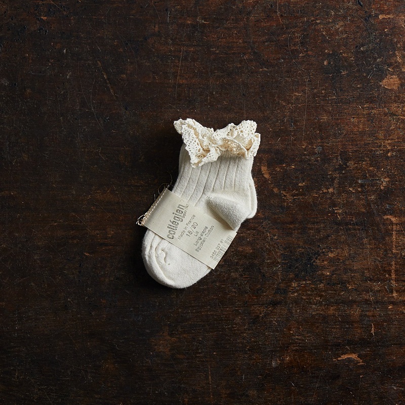 Baby & Kids Cotton Short Socks With Lace  – Cream