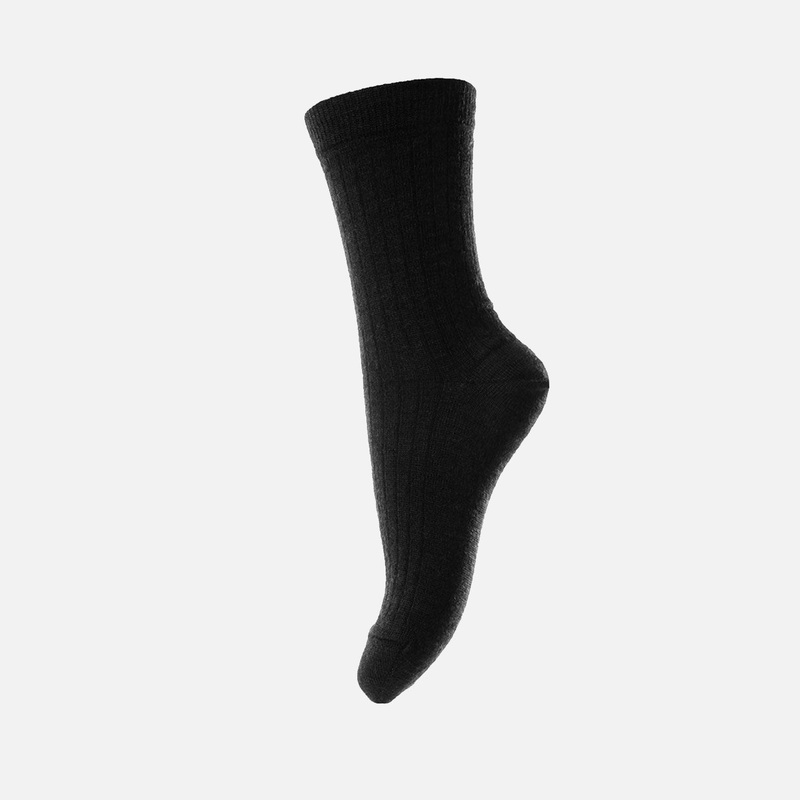 Baby & Kids Wool Rib Socks – Black