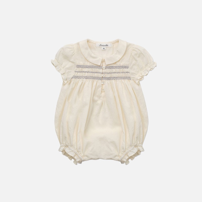 Baby Cotton Marianne Romper – Ivory