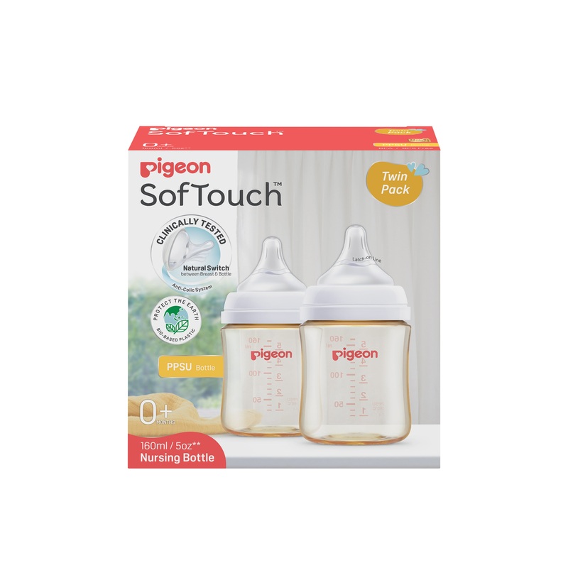 Pigeon SofTouch BPP Nursing Bottle PPSU 160ml Logo Twin Pack