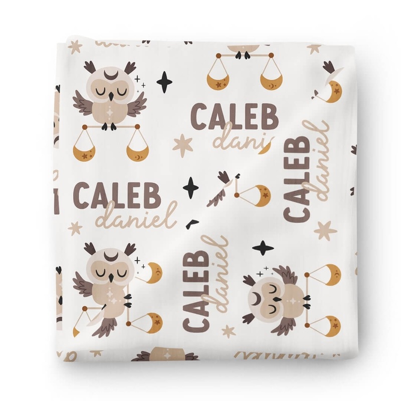 Zodiac Sign Personalized Baby Name Swaddle Blanket | Libra