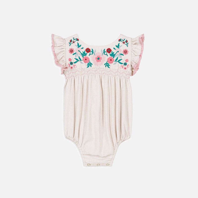 Baby Cotton/Linen Anusha Romper – Cream