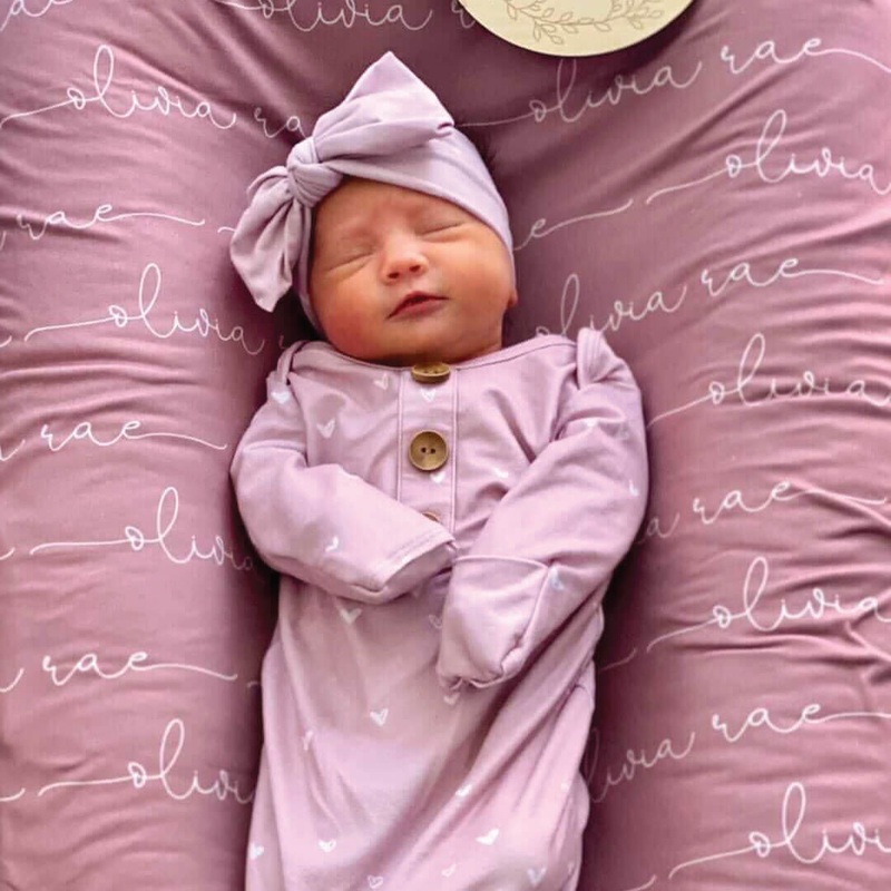 Personalized Light Dusty Rose Baby Name Swaddle Blanket – Script