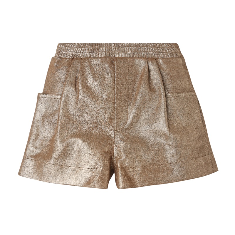 Ronie Leather Shorts | Rose Brown Metallic