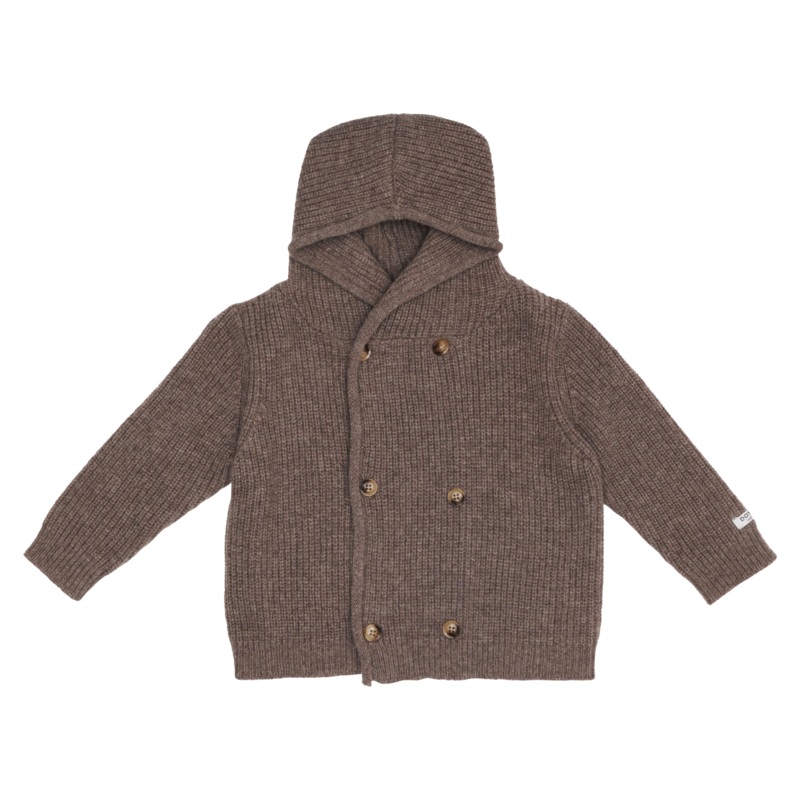 Tristan Merino Wool Cardigan | Dark Taupe Melange
