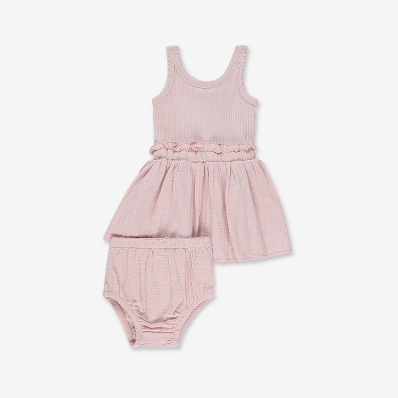 Baby Girl Rib & Woven Dress RIB – S24