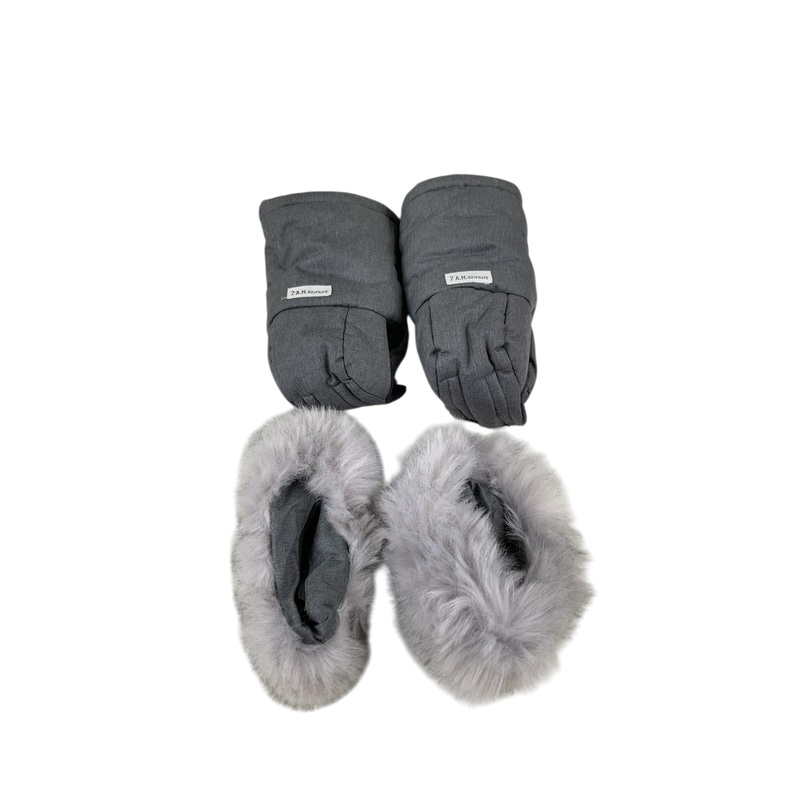 7 A.M. Enfant WarmMuffs, Heather Grey Dark Artic Faux Fur Tundra Push