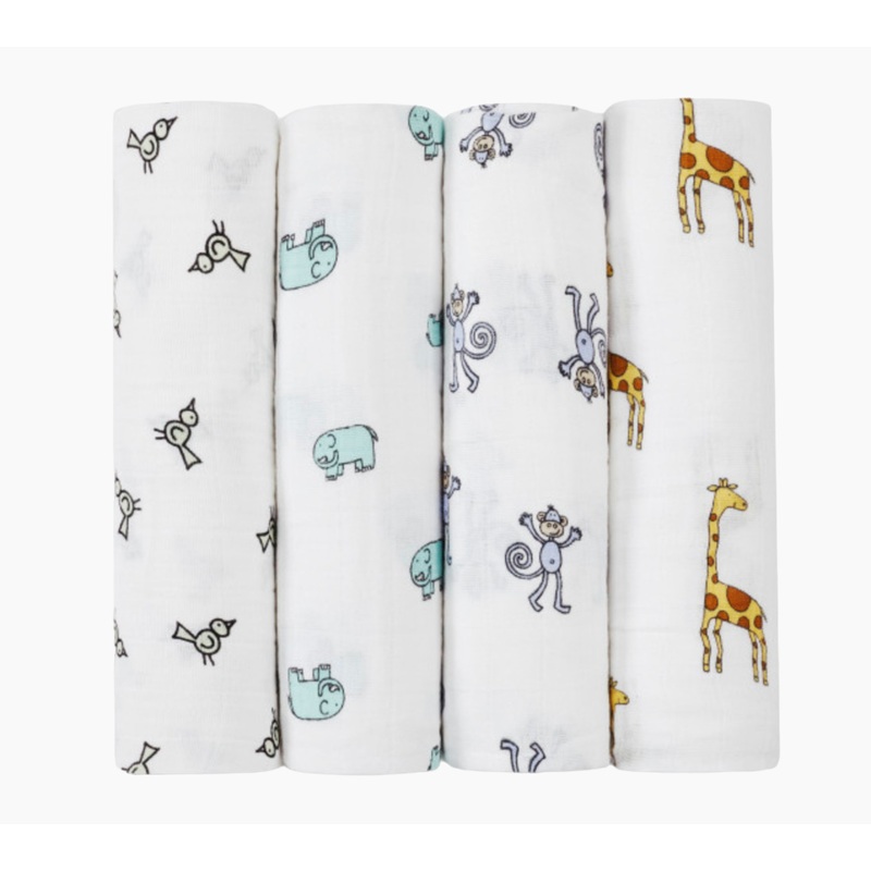 Aden + Anais Essentials Muslin Swaddle, 4pk, Jungle Jam