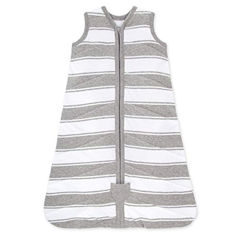 Burt’s Bees Baby Beekeeper Wearable Blanket, Small, 0.5 TOG, Rugby Grey Stripe