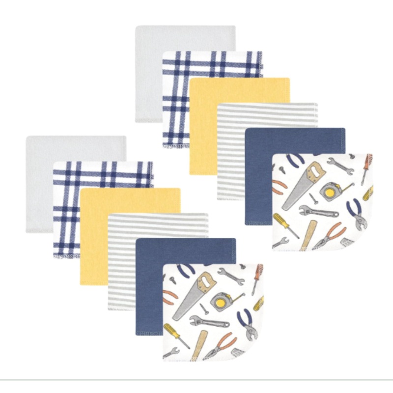 Hudson Baby Set of Washcloths, 12 Pack, Construction Work