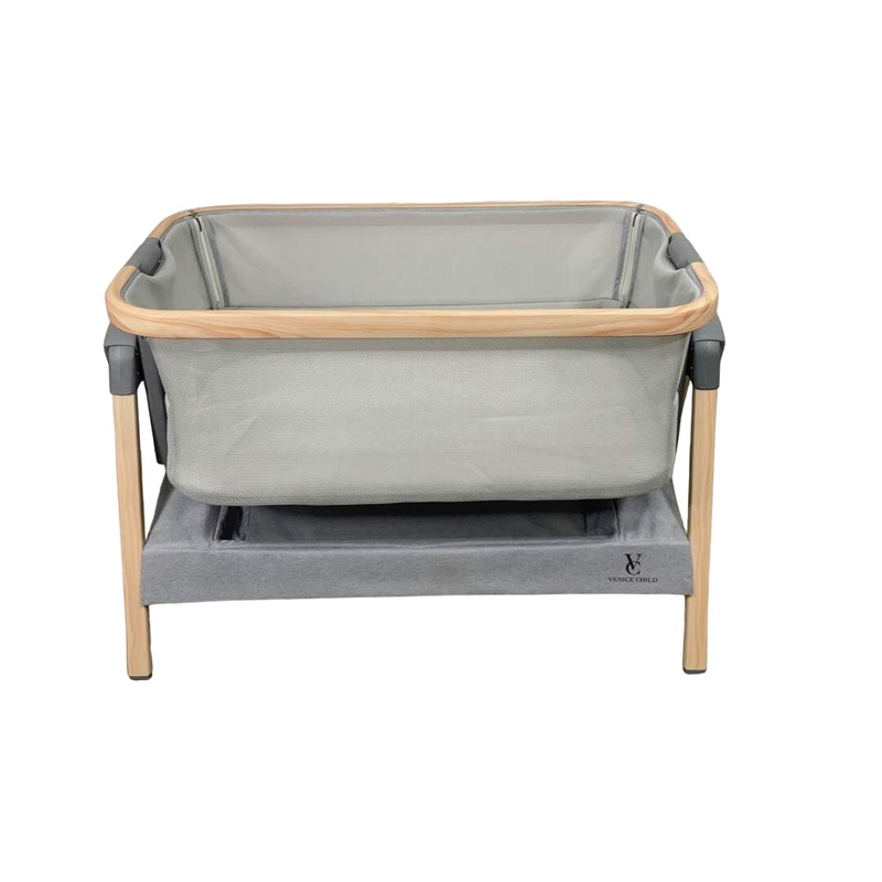 Venice Child California Dreaming Portable Bedside Bassinet, Grey/Wood
