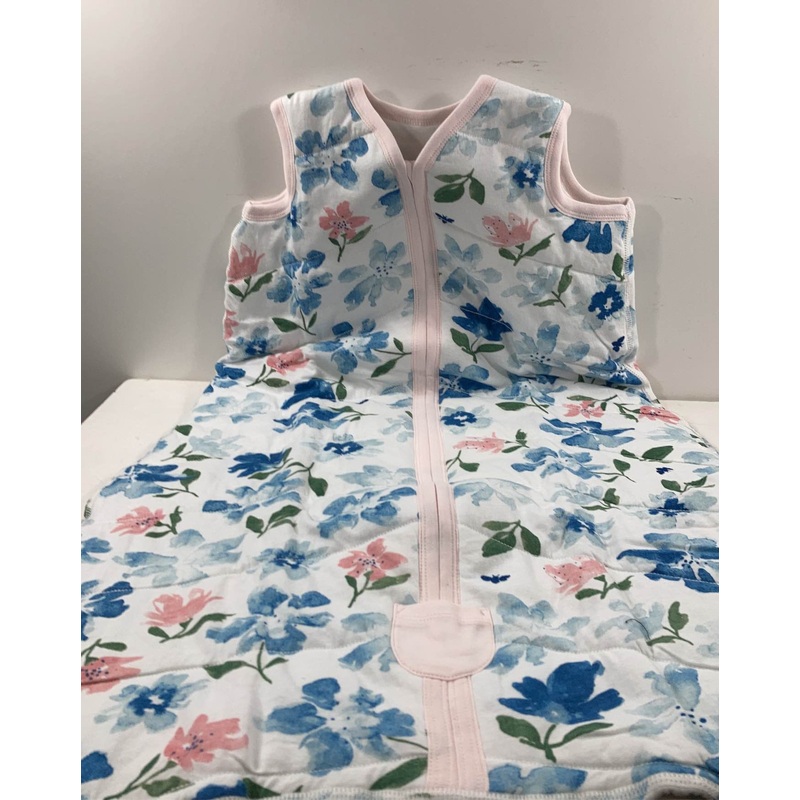 Burt’s Bees Baby Beekeeper Wearable Blanket, Large, 1.5 TOG (Medium Weight), Blue flowers