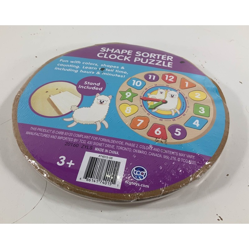 TCG Shape Sorter Wooden Clock Puzzle 14 Piece