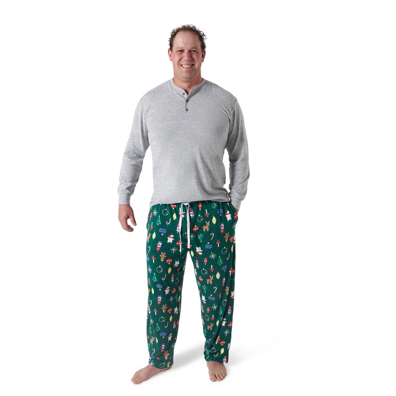 2-Piece Men’s Ornaments Hacci Pajama Set
