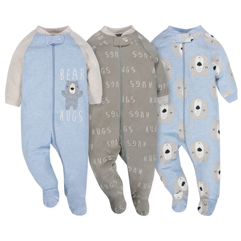 Gerber 3-Pack Organic Baby Boy Sleep N Play Set – Hugs
